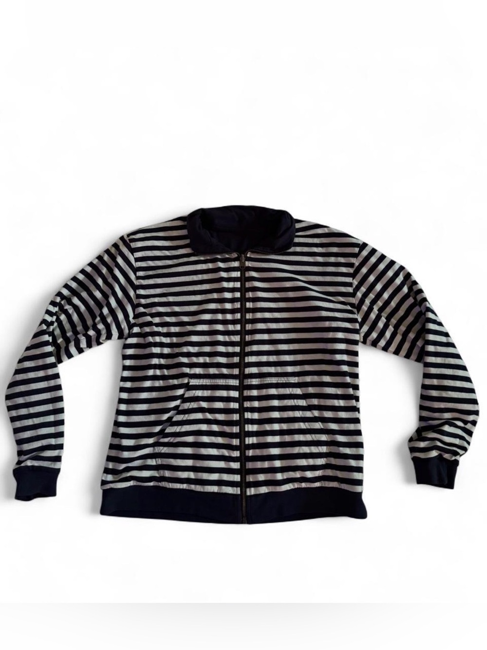 Striped Black & White Zip-Front Men’s Jacket